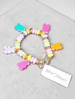 Betsey Johnson Pastel Multicolor Gummy Bear Charm Bracelet, NIB